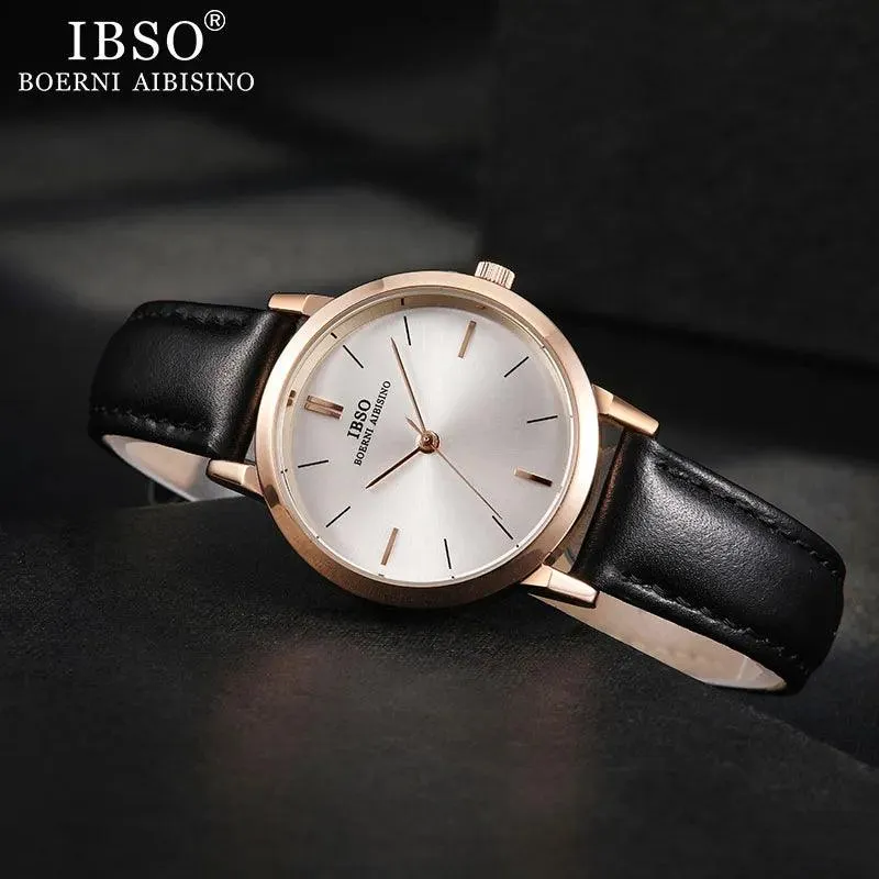 IBSO 36WB Ultra-thin Leather Strap Women's Quartz Watches