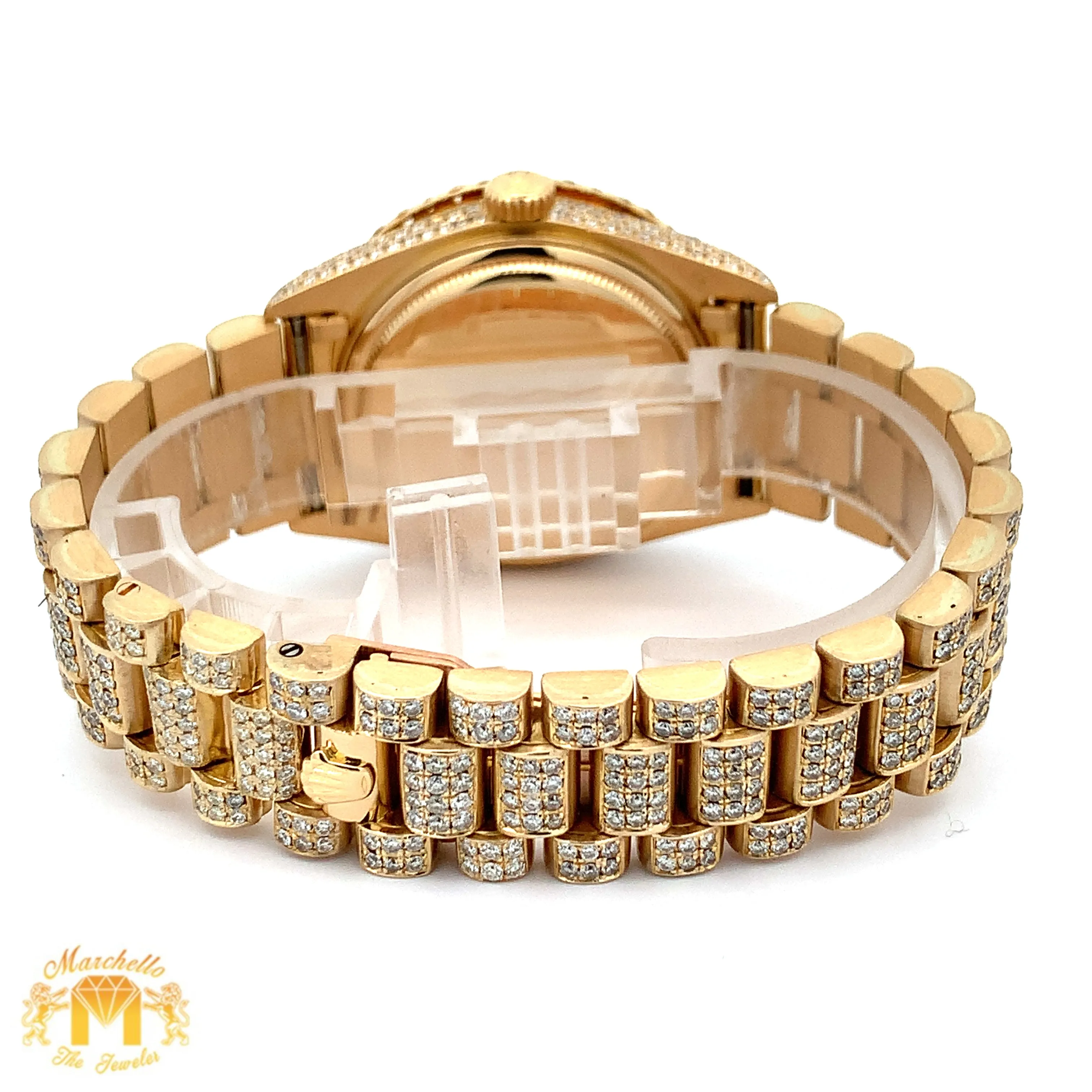 Iced out 36mm Rolex Presidential Watch (diamond dial with Roman numerals)