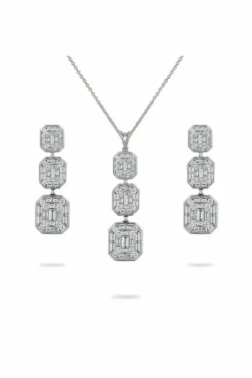 illusion triple tier pendant with earrings