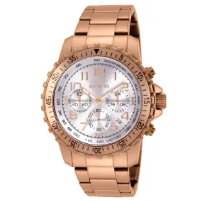 Invicta 11368 Men's Specialty Pilot Silver Dial Rose Gold Plated Stainless Steel Chronograph Watch