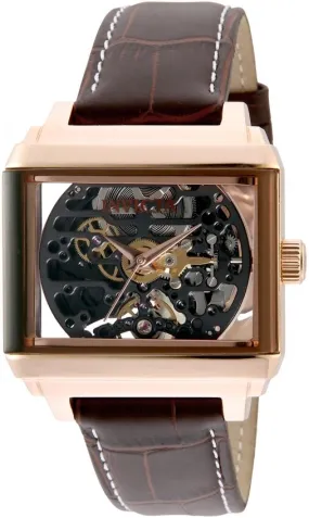 Invicta Objet D Art Automatic Skeleton Dial Brown Leather Men's Watch 32177