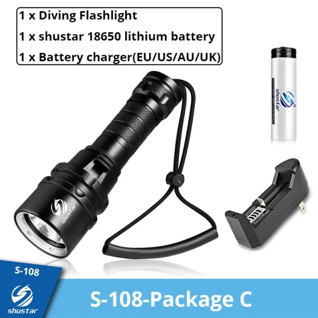 IP68 Powerful Diving Flashlight Highest Waterproof Professional diving light With anti-skid Rope Use 5 x super bright lamp beads