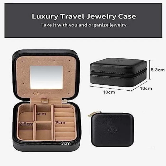 Jewelry Box Small for Rings Earrings with Mirror