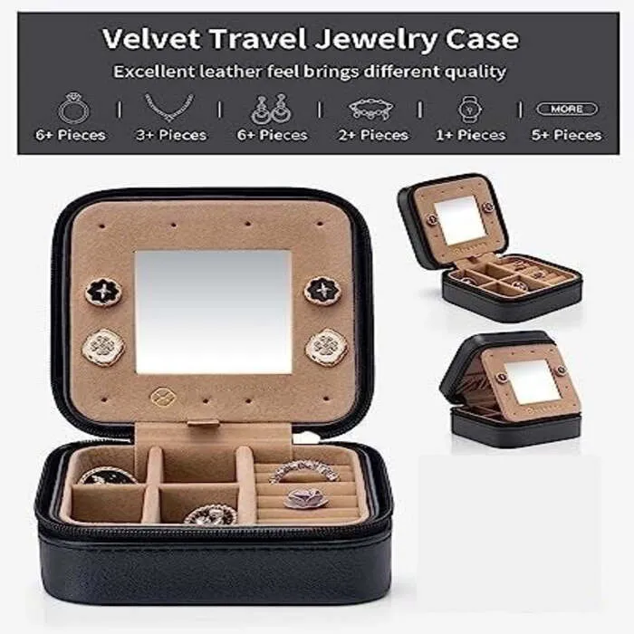 Jewelry Box Small for Rings Earrings with Mirror