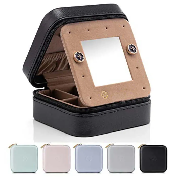 Jewelry Box Small for Rings Earrings with Mirror
