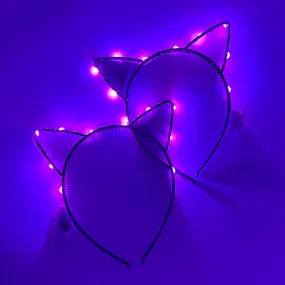 Kitty LED Ears Neko Lovely Colorful Luminous Glowing Hair Band Cat Ear Headband Birthday Party Supplies Neon Headwear Bar Props