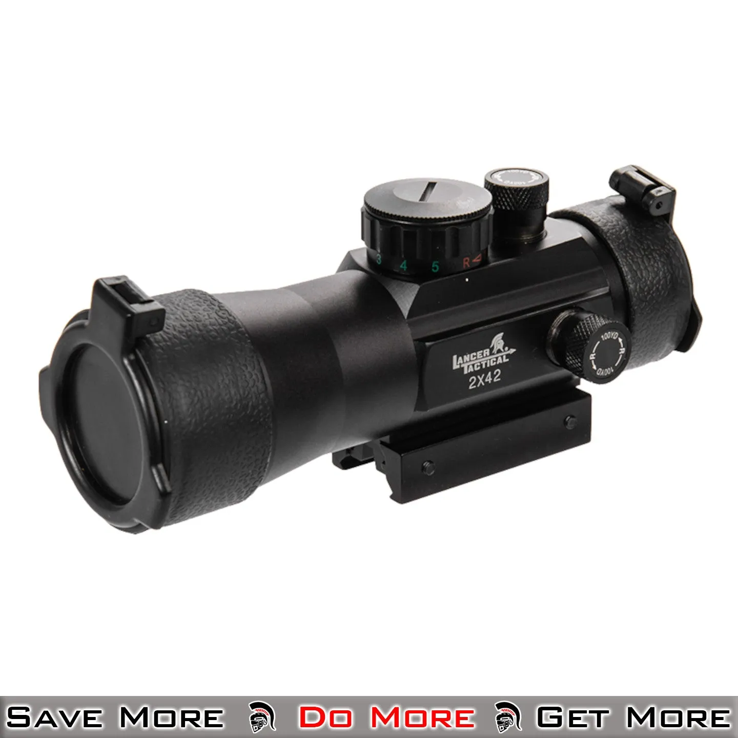 Lancer Tactical 2X Magnification Red/Green Scope Black Sight for Airsoft Training Weapons