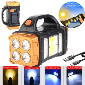 LED Floodlight Super Bright Solar LED COB Work Lights Flashlight USB Rechargeable Emergency Spotlight Outdoor Solar Torch Light