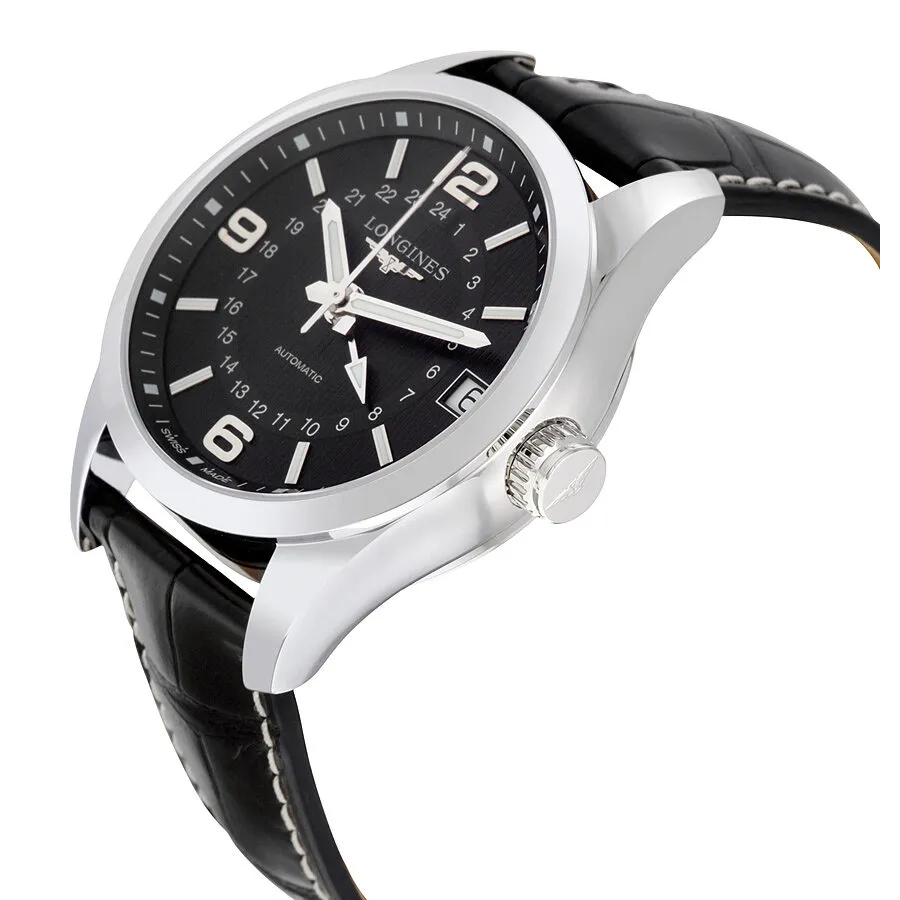 Longines Conquest Classic Automatic Black Dial Black Alligator Men's Watch L27994563 L2.799.4.56.3