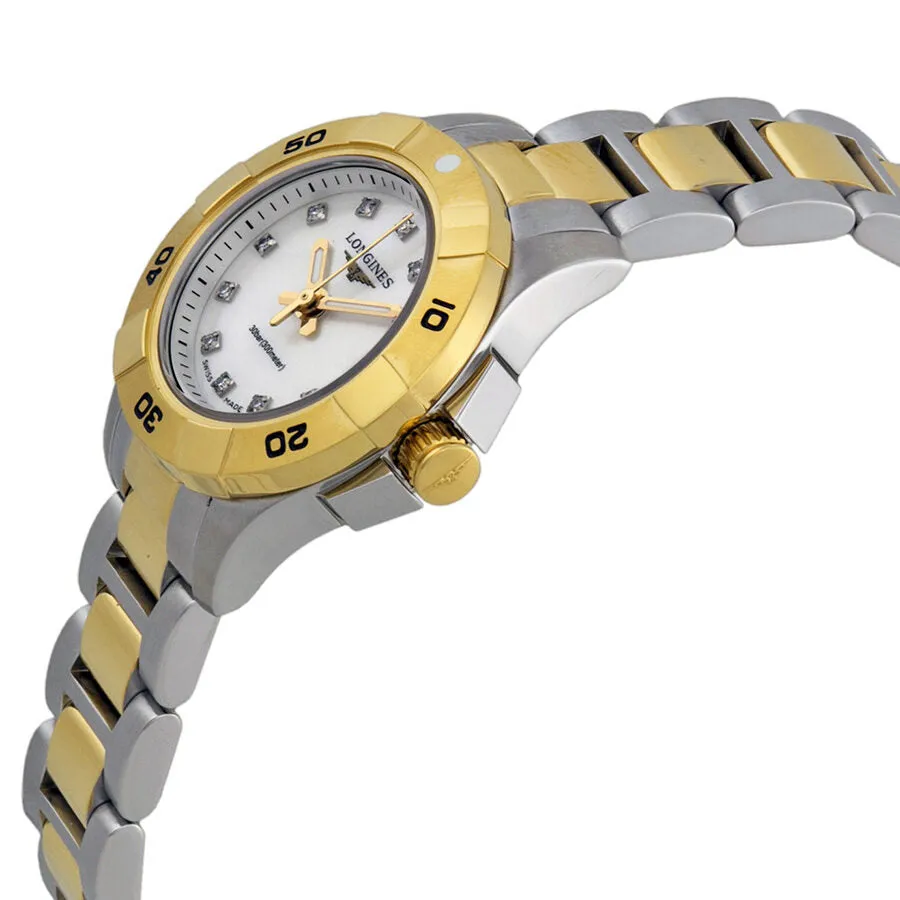 Longines Hydro Conquest Mother of Pearl Diamond Dial Two Tone Ladies Watch L31983877 L3.198.3.87.7