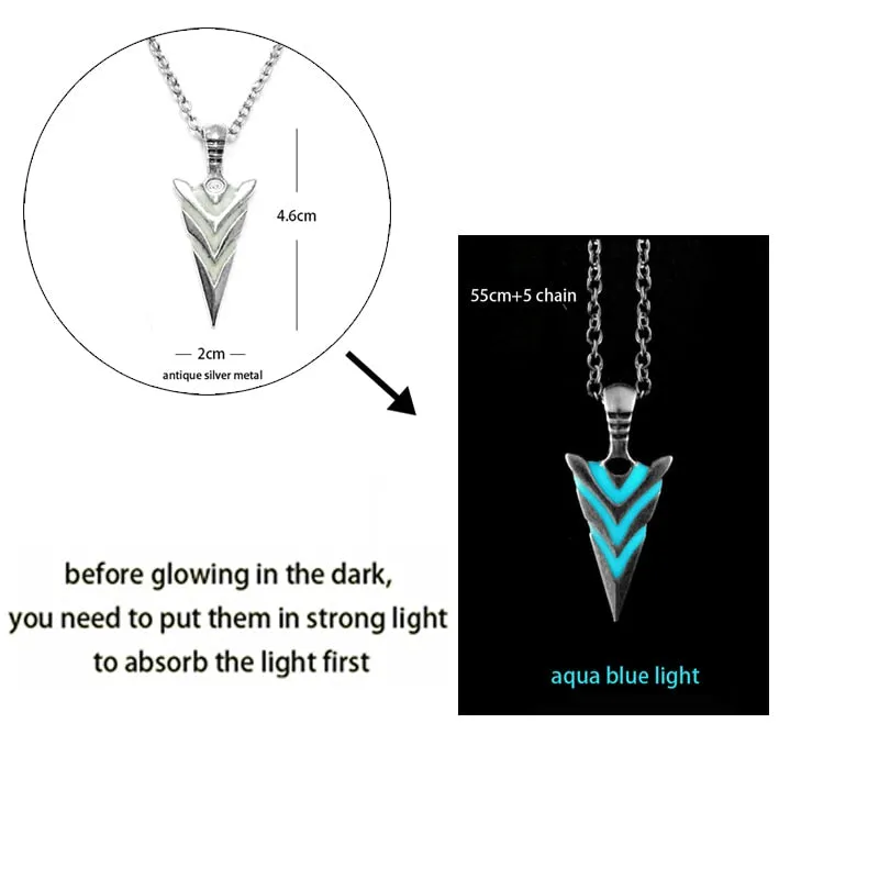 Luminous Dragon Necklace Glowing Night Fluorescence Antique Harajuku Style Silver Plated Glow In The Dark Necklace for Men Women Party Hallowen