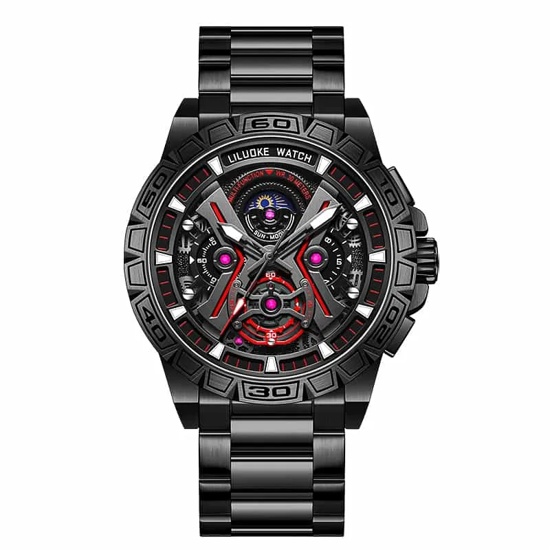 Luxury Brand Creative Big Dial Hollow Skeleton Tourbillion Winder Mechanical Watches For Men Silver