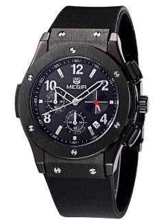 MEGIR Auto Date Chronograph Men Watch Waterproof Fashion Casual Silicone Strap Military Sport Watches Clock