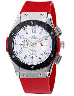 MEGIR Auto Date Chronograph Men Watch Waterproof Fashion Casual Silicone Strap Military Sport Watches Clock