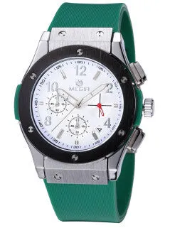 MEGIR Auto Date Chronograph Men Watch Waterproof Fashion Casual Silicone Strap Military Sport Watches Clock