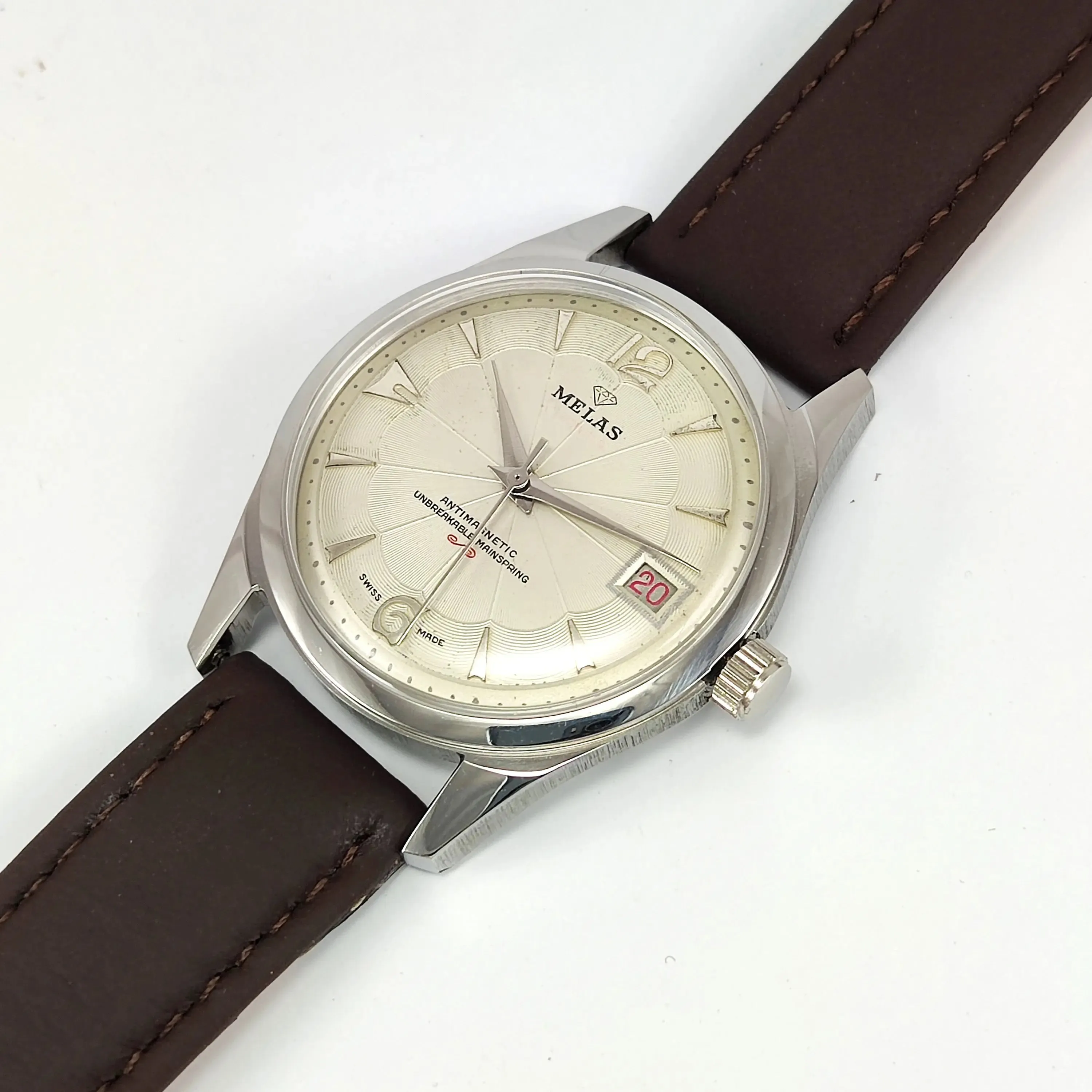 Melas Pearl Dial 17 Jewels Transparent Back Date Function Men's Watch