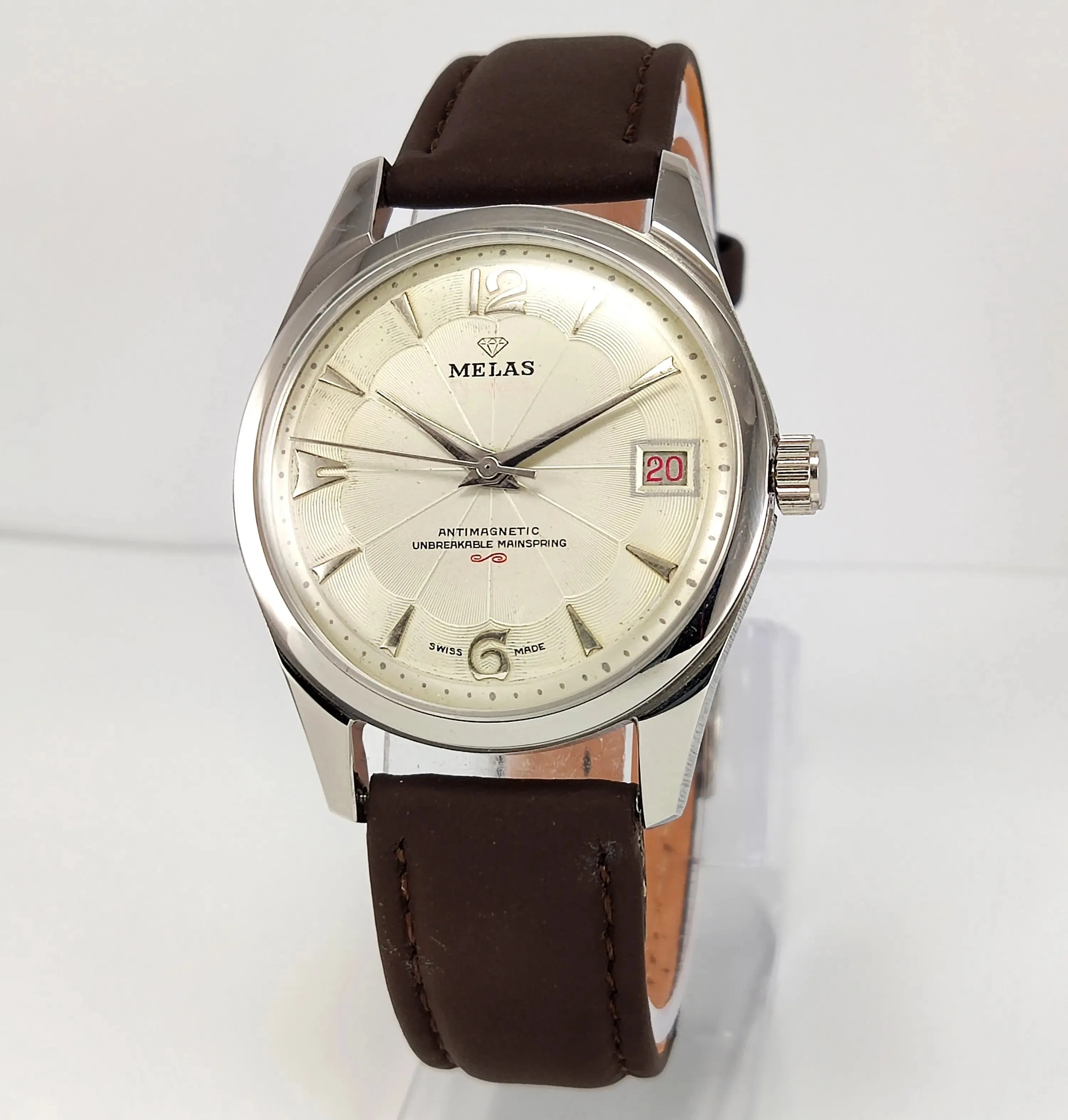 Melas Pearl Dial 17 Jewels Transparent Back Date Function Men's Watch