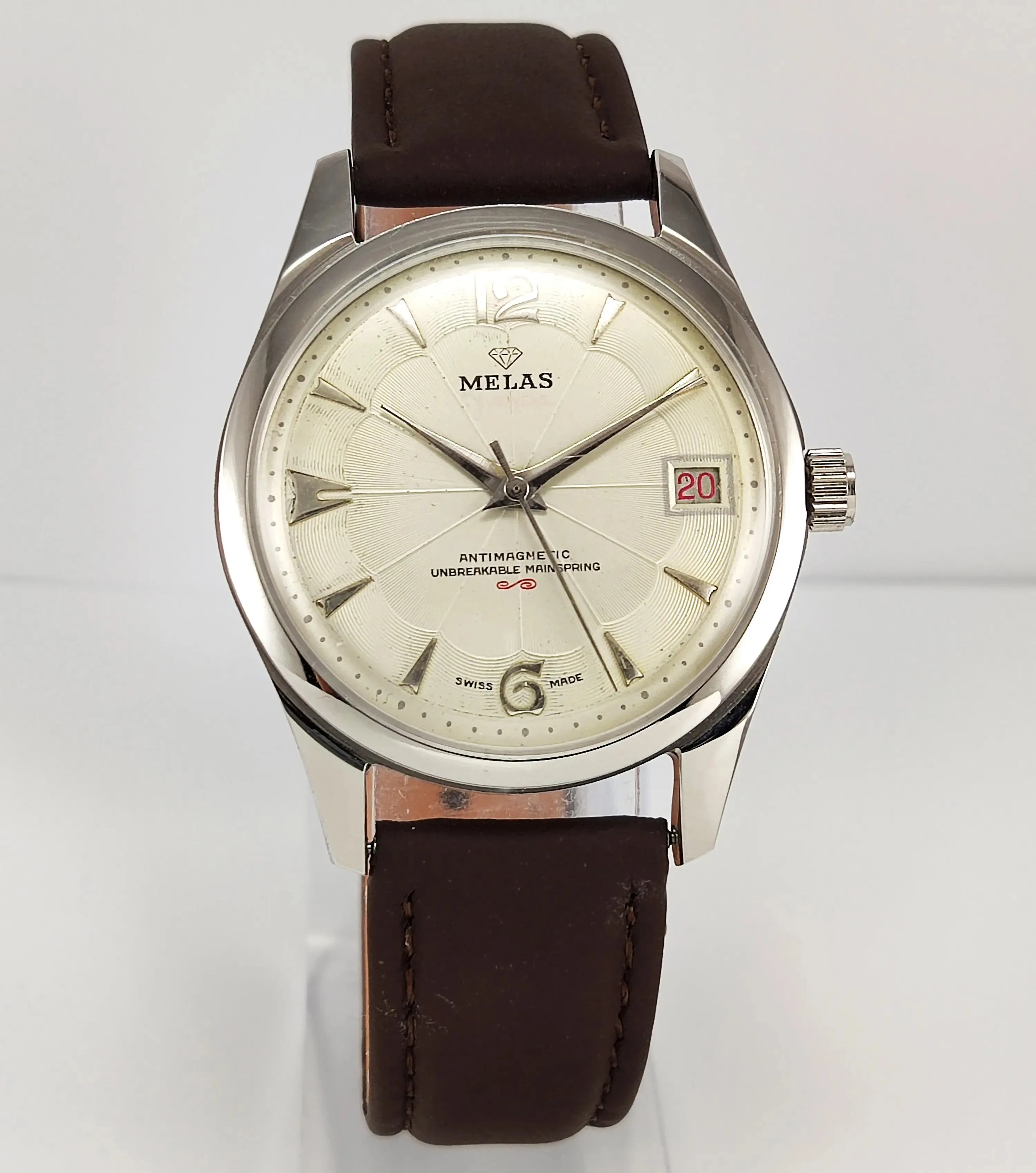 Melas Pearl Dial 17 Jewels Transparent Back Date Function Men's Watch