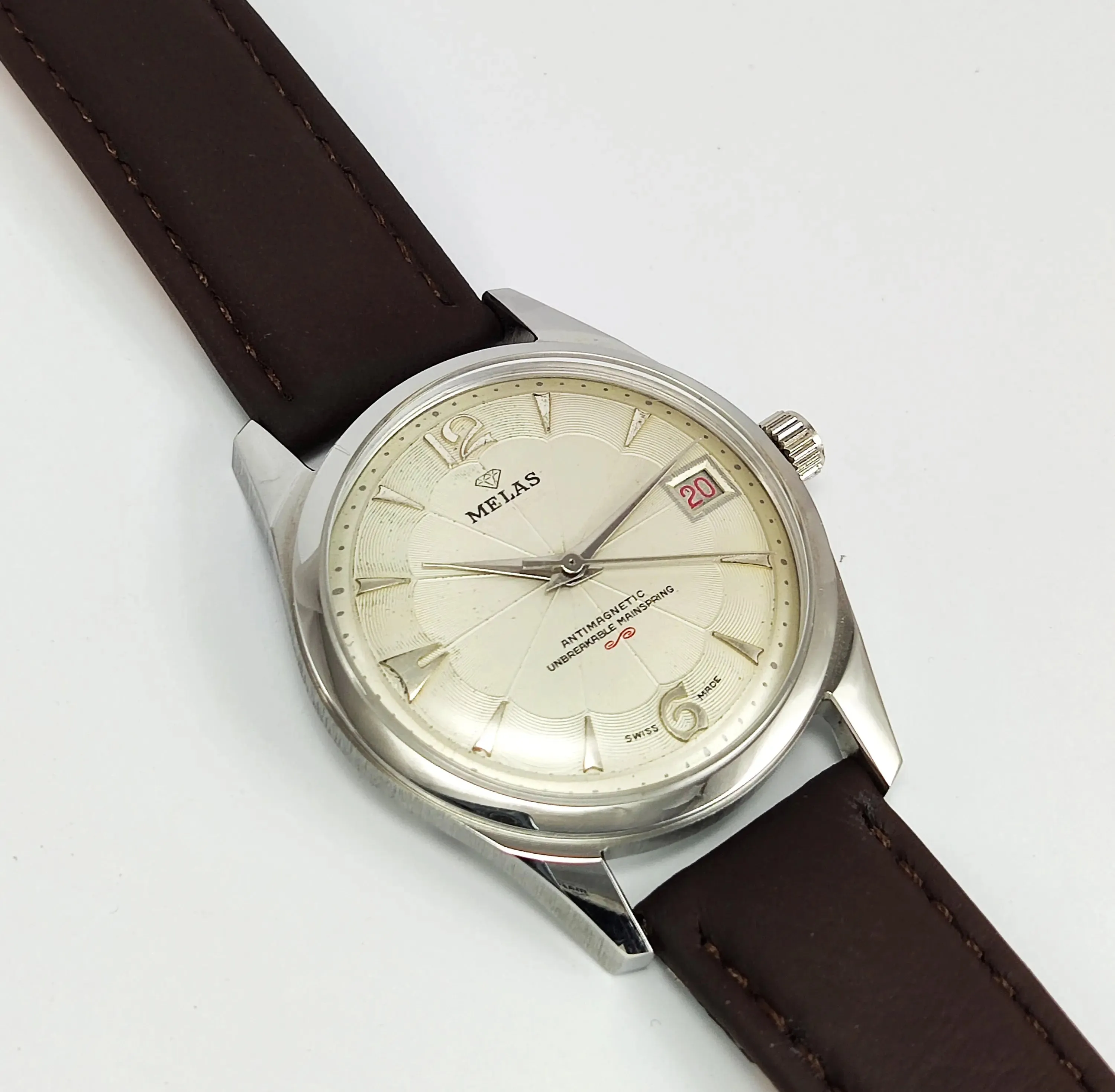 Melas Pearl Dial 17 Jewels Transparent Back Date Function Men's Watch