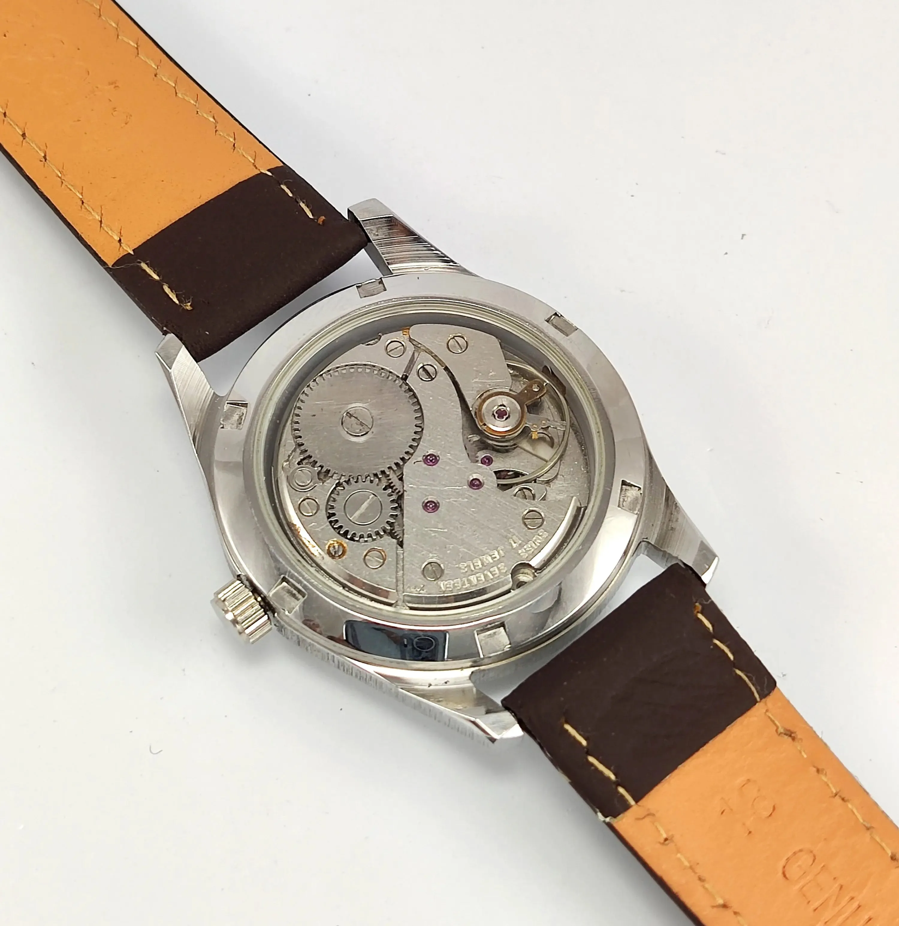 Melas Pearl Dial 17 Jewels Transparent Back Date Function Men's Watch