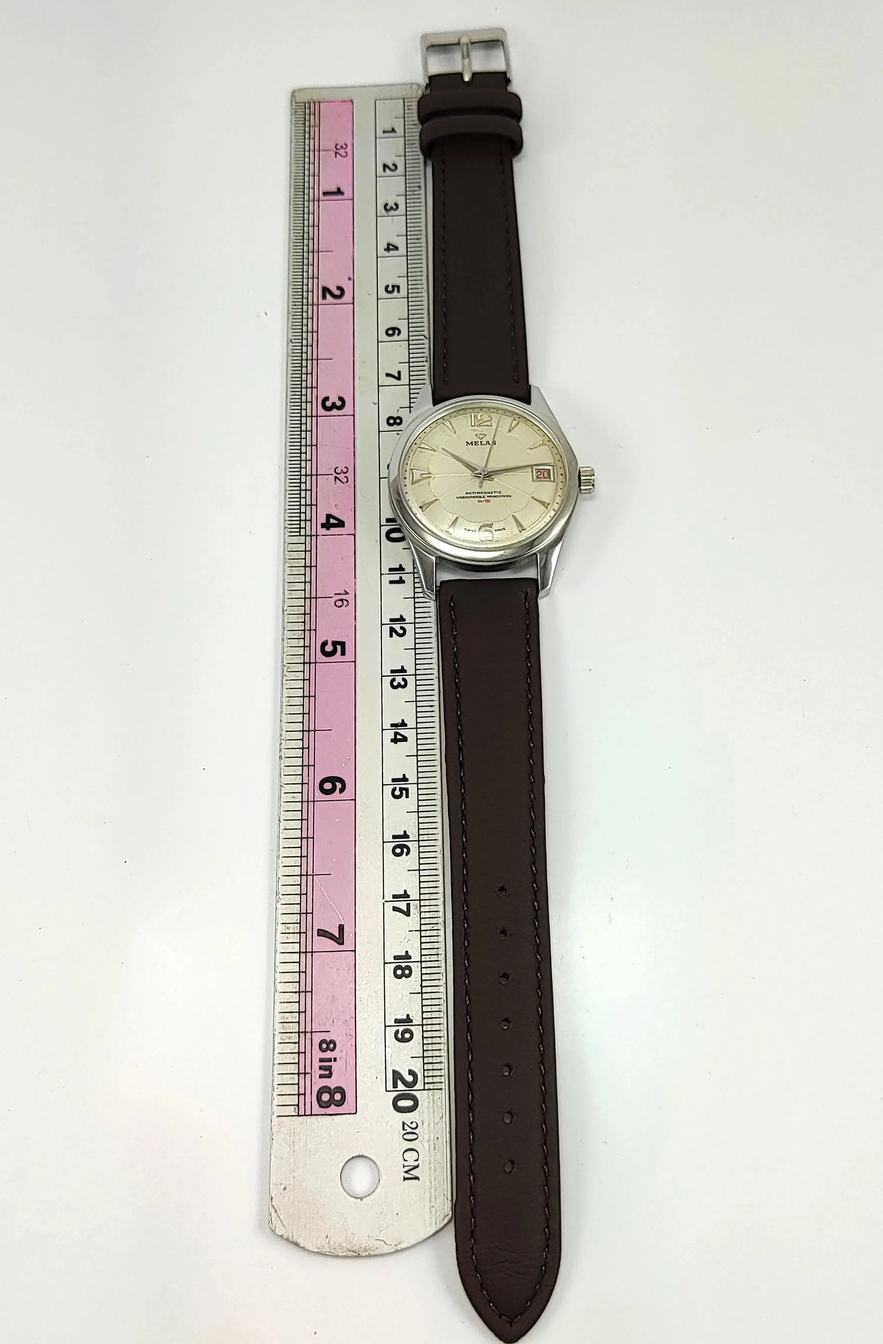 Melas Pearl Dial 17 Jewels Transparent Back Date Function Men's Watch