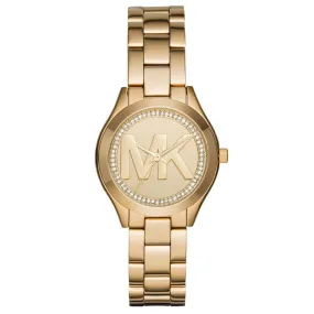 Michael Kors Ladies Watch Mini Slim Runway 34mm Yellow Gold MK3477