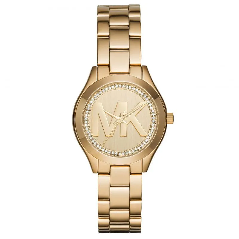 Michael Kors Ladies Watch Mini Slim Runway 34mm Yellow Gold MK3477