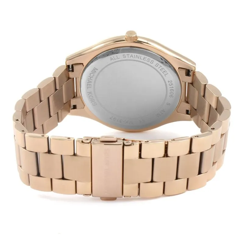 Michael Kors Ladies Watch Slim Runway 42mm Rose Gold Motif MK3336