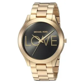 Michael Kors Ladies Watch Slim Runway 'LOVE' Gold MK3803