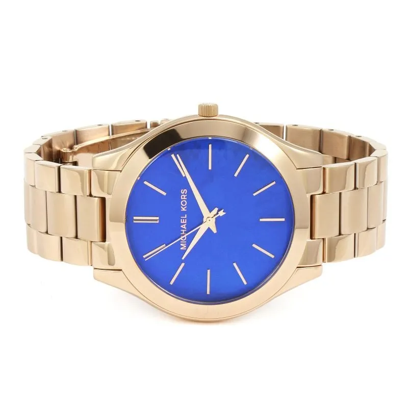 Michael Kors Unisex Watch Slim Runway 42mm Rose Gold Dark Blue MK3494