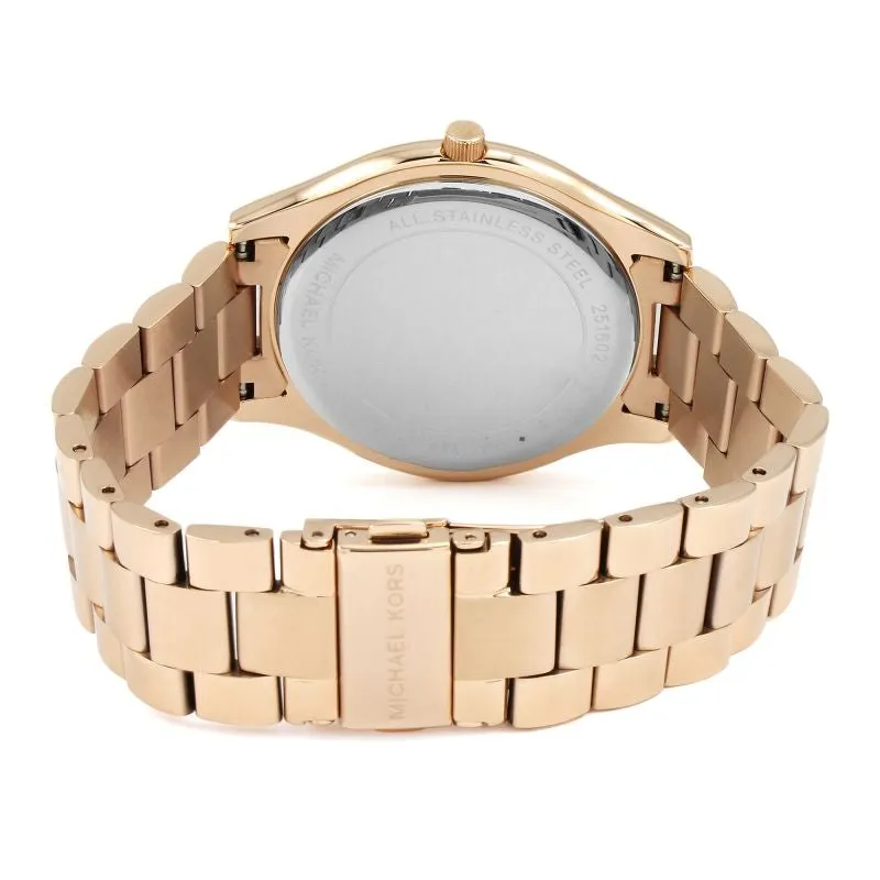 Michael Kors Unisex Watch Slim Runway 42mm Rose Gold Dark Blue MK3494