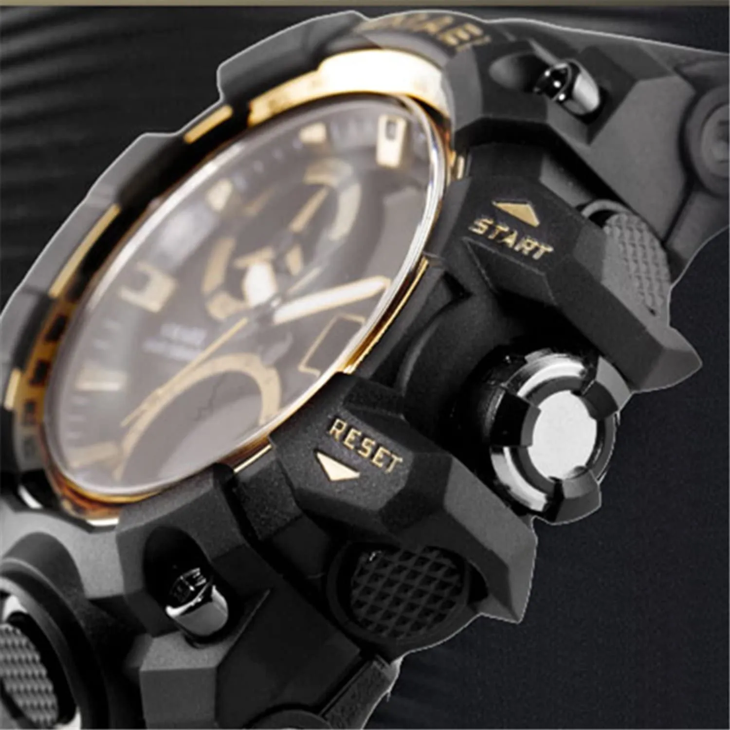Military Men's Sports Analog Quartz Watch Dual Display Alarm Digital Watches with LED Backlight SM1545