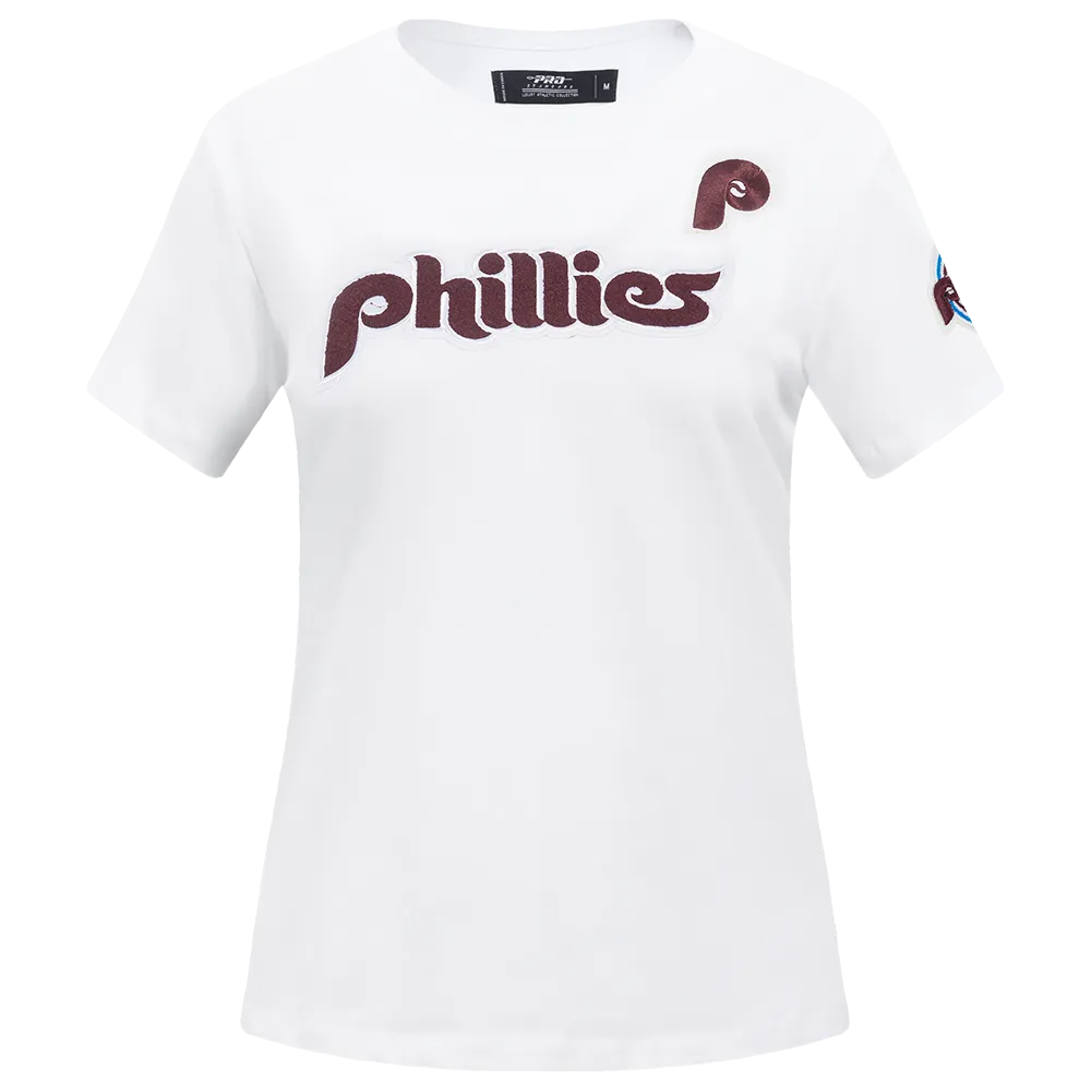 MLB PHILADELPHIA PHILLIES RETRO CLASSIC WOMEN'S SLIM FIT TOP (WHITE)