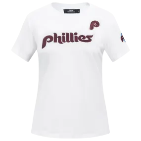 MLB PHILADELPHIA PHILLIES RETRO CLASSIC WOMEN'S SLIM FIT TOP (WHITE)