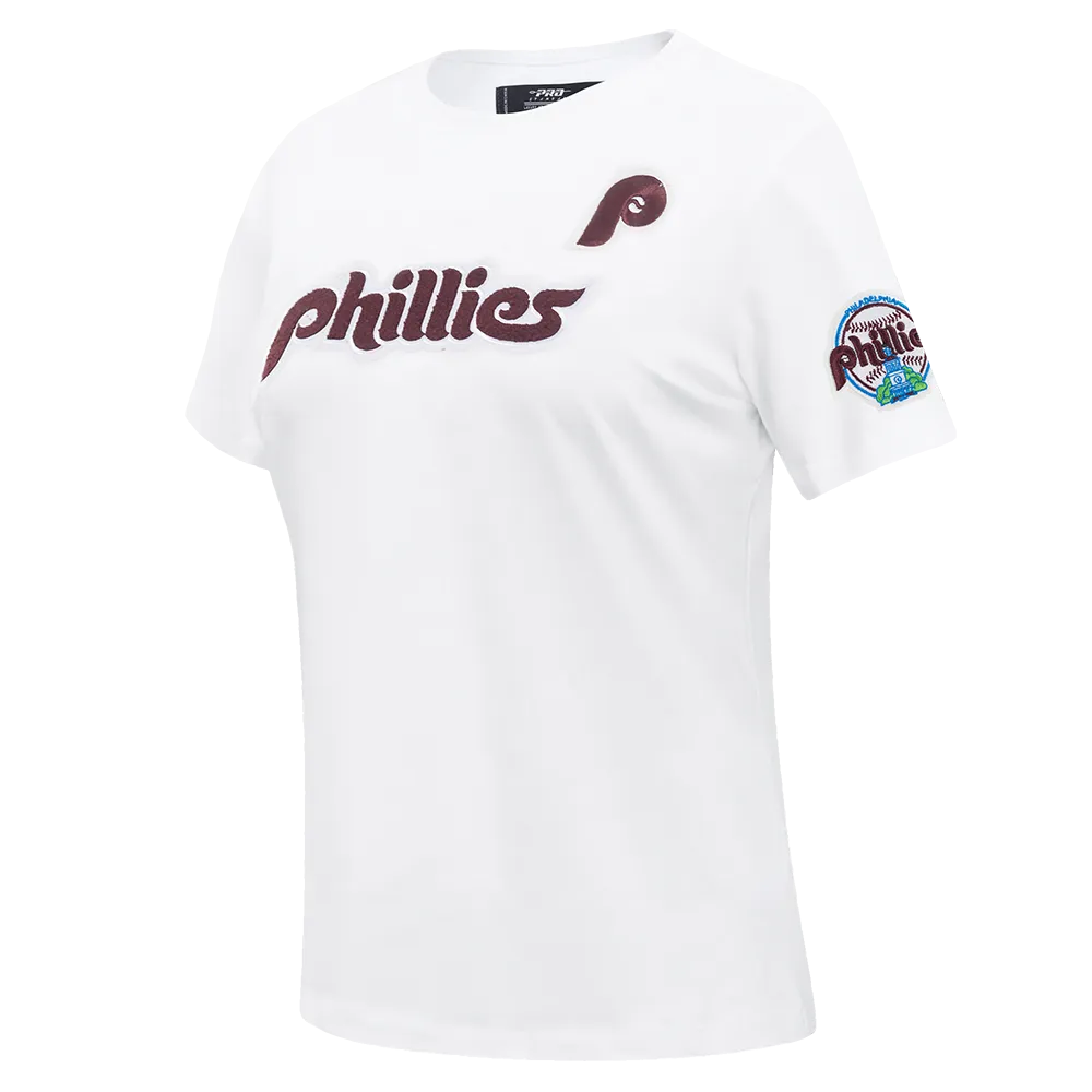 MLB PHILADELPHIA PHILLIES RETRO CLASSIC WOMEN'S SLIM FIT TOP (WHITE)