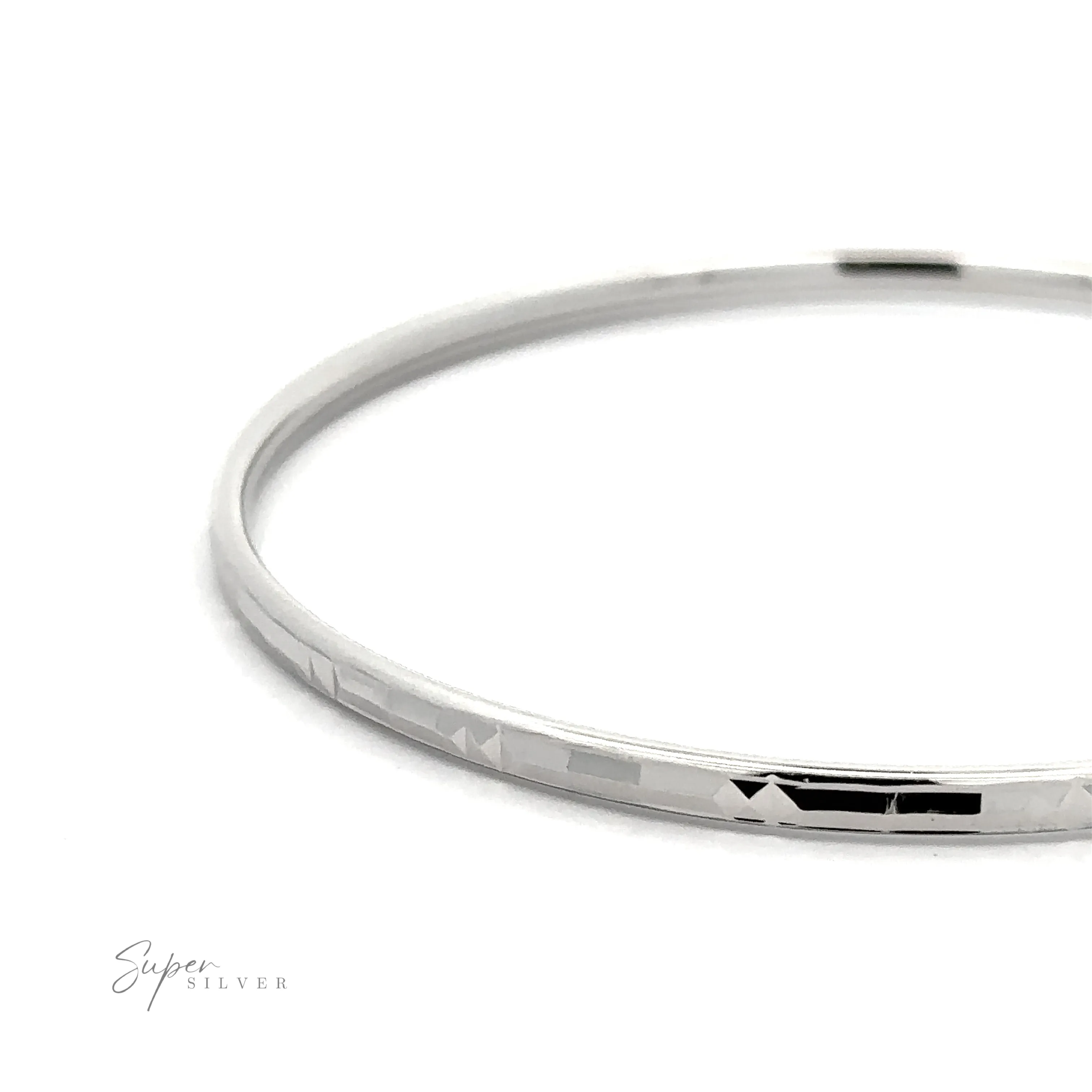 Modern 3mm Rhodium Finish Facet Hoops
