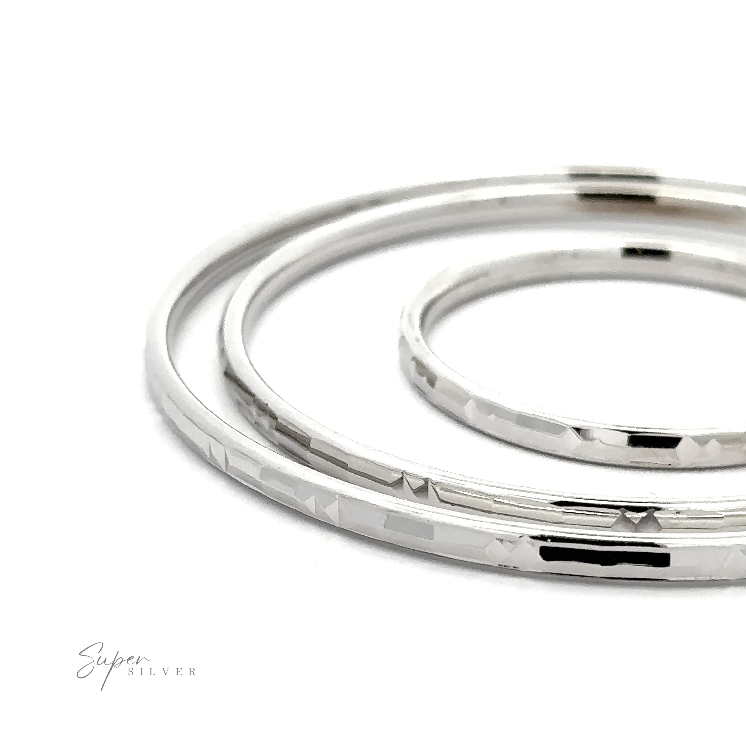 Modern 3mm Rhodium Finish Facet Hoops