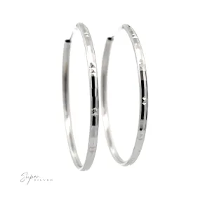 Modern 3mm Rhodium Finish Facet Hoops