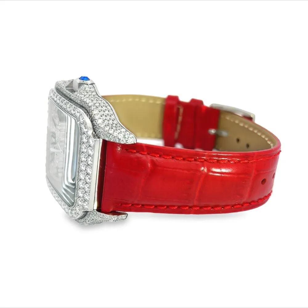 Moissanite VVS Iced Out Baller Square Leather Watch