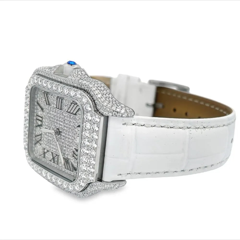 Moissanite VVS Iced Out Baller Square Leather Watch