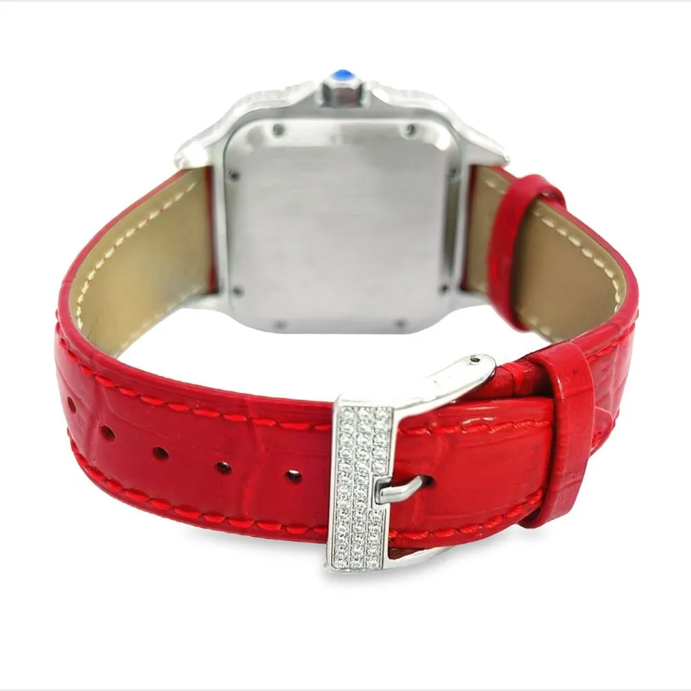 Moissanite VVS Iced Out Baller Square Leather Watch