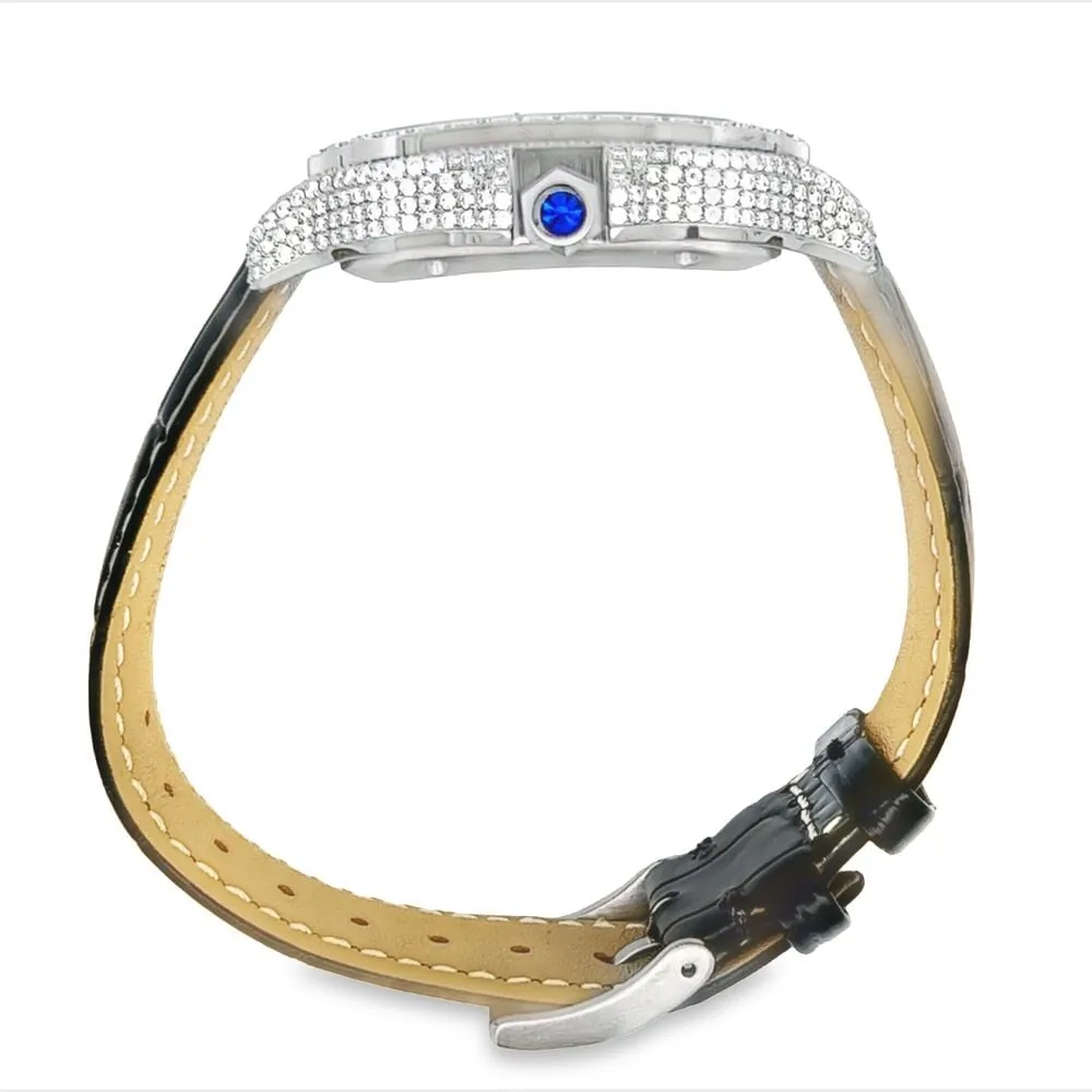 Moissanite VVS Iced Out Baller Square Leather Watch