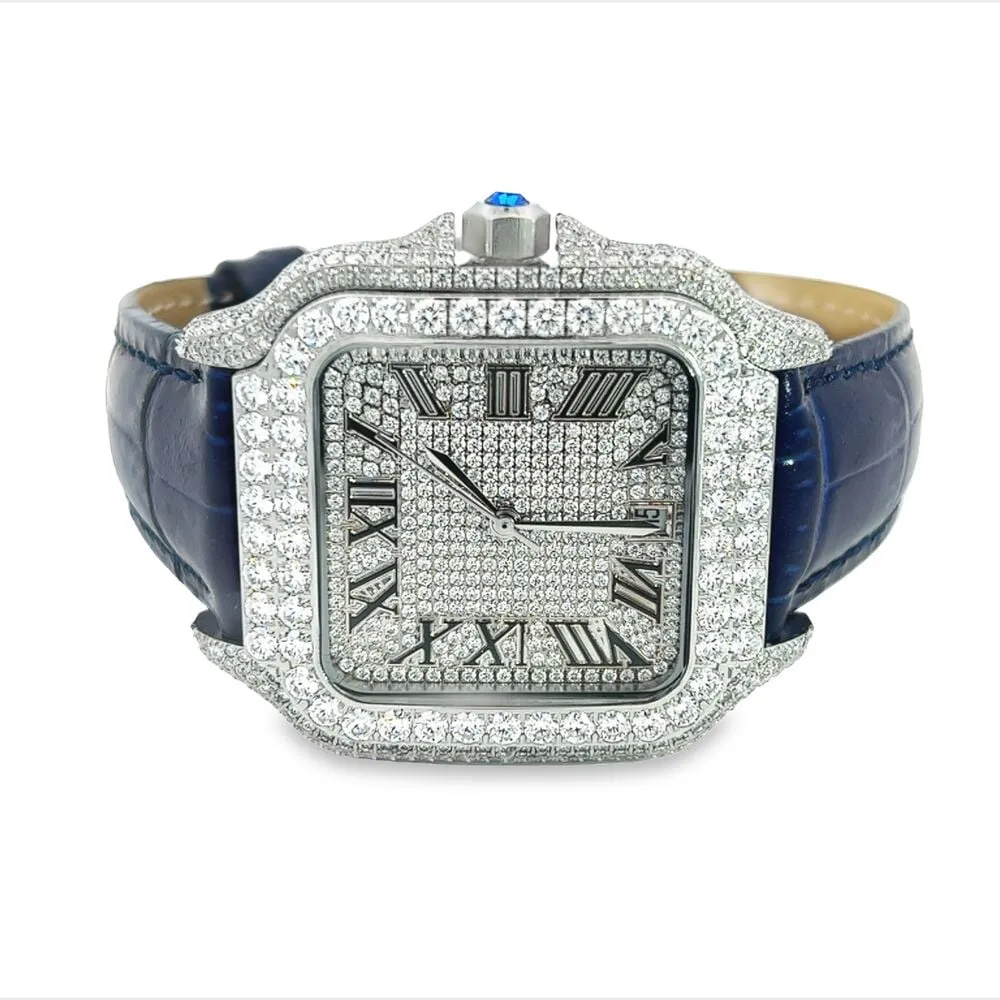 Moissanite VVS Iced Out Baller Square Leather Watch