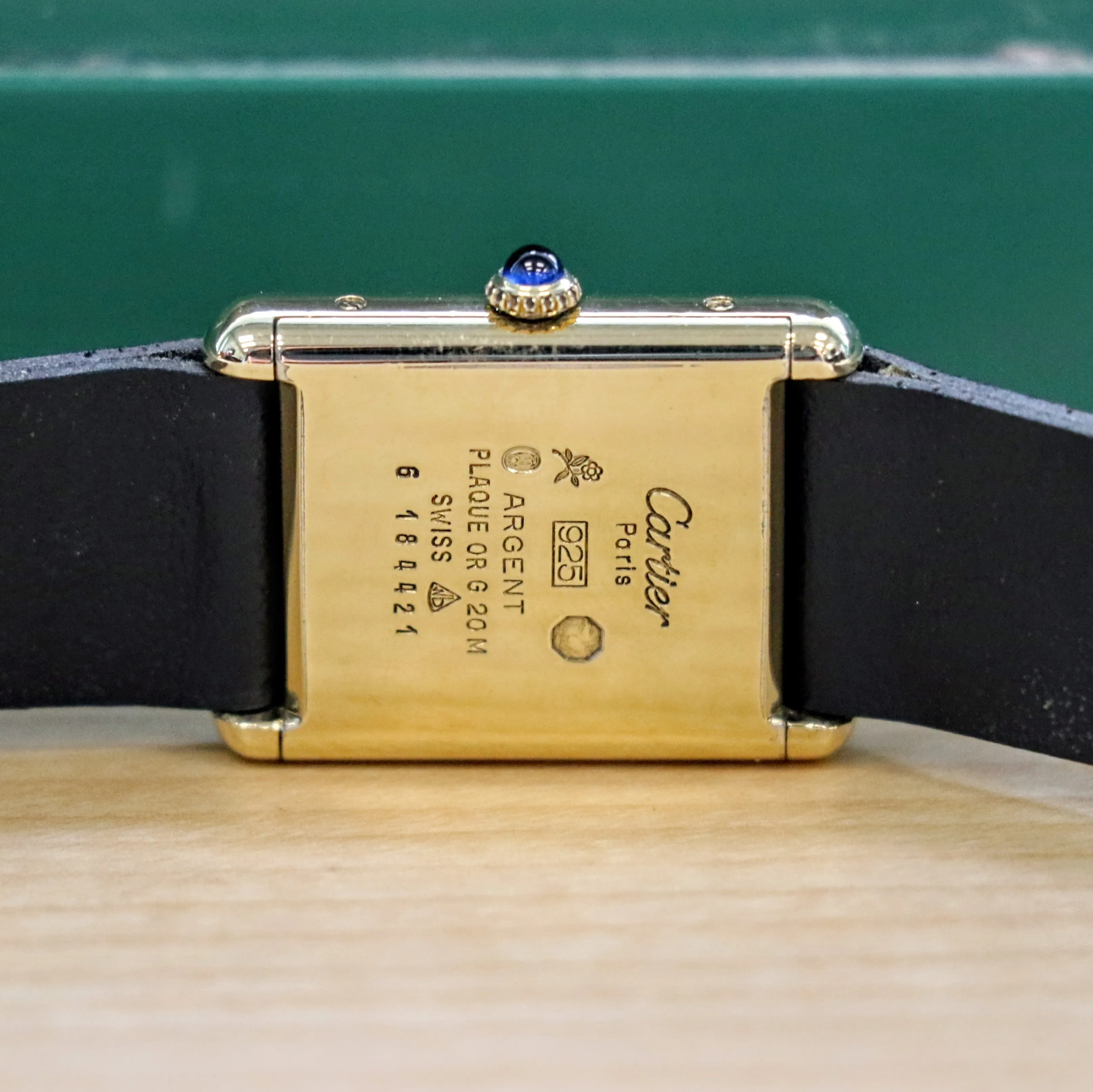 Must de Cartier Tank Watch 925 Gold Plated Case 23x30mm Roman Numerals Dial Manual-Wind Wristwatch