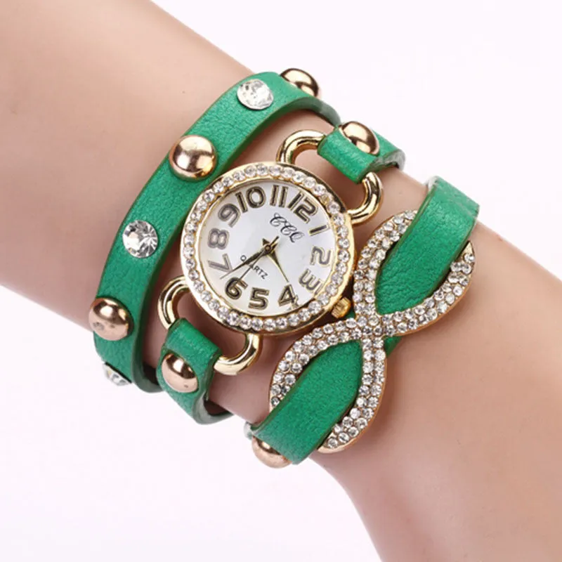 New Arrial PU Leather Strap Women Watches Fashion Cross Love Bowknot Pattern women Dress Watch drill wristwatch