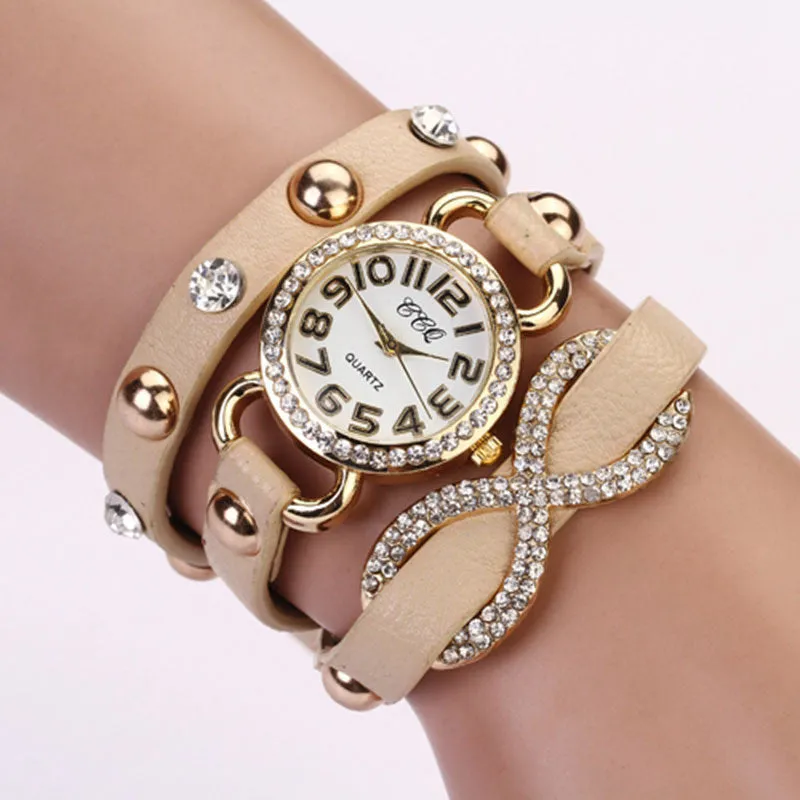 New Arrial PU Leather Strap Women Watches Fashion Cross Love Bowknot Pattern women Dress Watch drill wristwatch