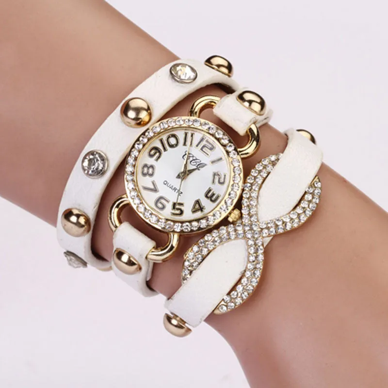 New Arrial PU Leather Strap Women Watches Fashion Cross Love Bowknot Pattern women Dress Watch drill wristwatch