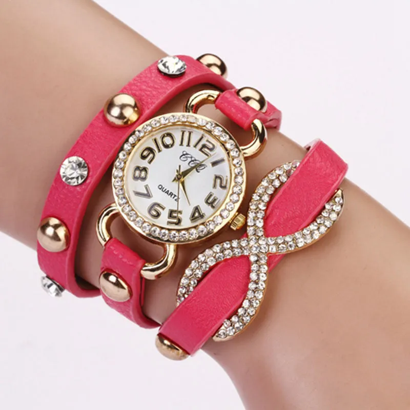 New Arrial PU Leather Strap Women Watches Fashion Cross Love Bowknot Pattern women Dress Watch drill wristwatch