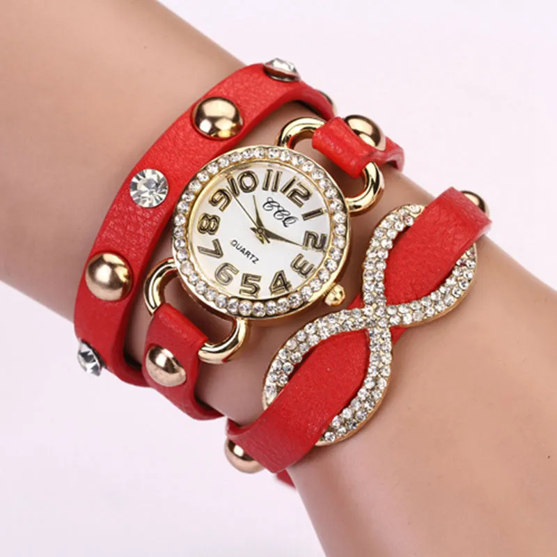 New Arrial PU Leather Strap Women Watches Fashion Cross Love Bowknot Pattern women Dress Watch drill wristwatch