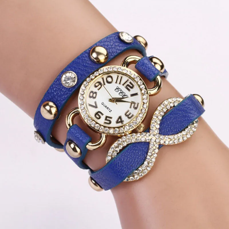 New Arrial PU Leather Strap Women Watches Fashion Cross Love Bowknot Pattern women Dress Watch drill wristwatch